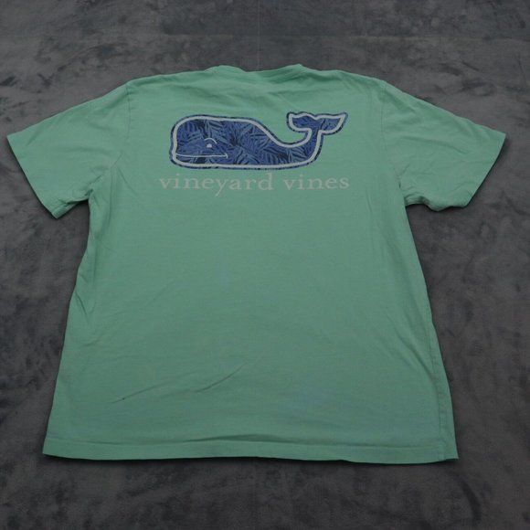 Vineyard Vines Shirt Mens M Green Short Sleeve Round Neck Print Logo Cotton Tee - Picture 13 of 14